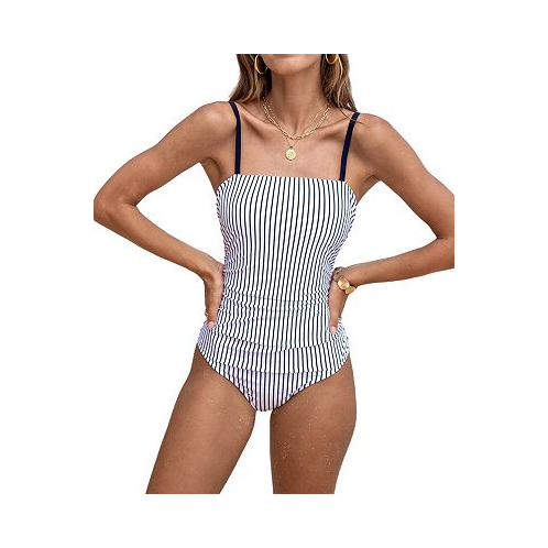 CUPSHE Womens Striped Square Neck One-piece Swimsuit