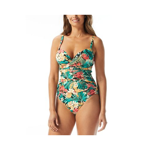 Coco Reef Womens Enrapture Printed Wrap One-Piece Swimsuit
