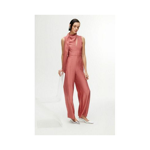 NOCTURNE Womens Shawl Collar Detailed Jumpsuit