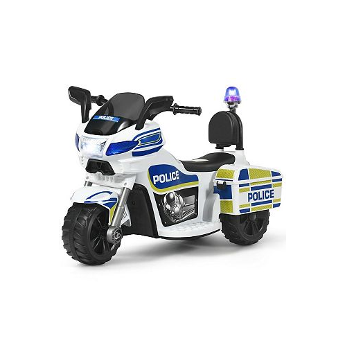 Slickblue 6V 3-Wheel Kids Police Ride On Motorcycle with Backrest