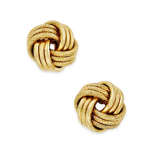 Italian Gold Love Knot Polished & Textured Stud Earrings in 14k Gold