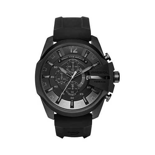 Diesel Mens Chronograph Mega Chief Black Silicone Strap Watch 51x59mm DZ4378