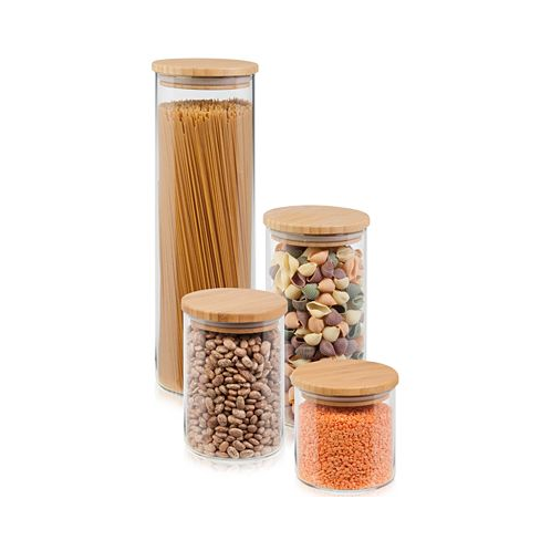 Honey Can Do 4-Pc. Glass & Bamboo Canister Set