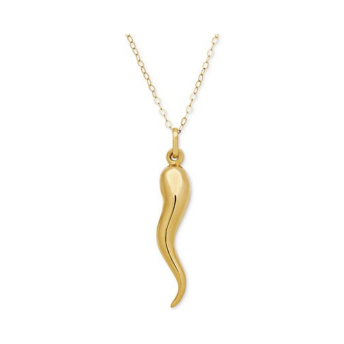 Italian Gold Polished Cornicello Horn 18 Necklace in 10k Gold