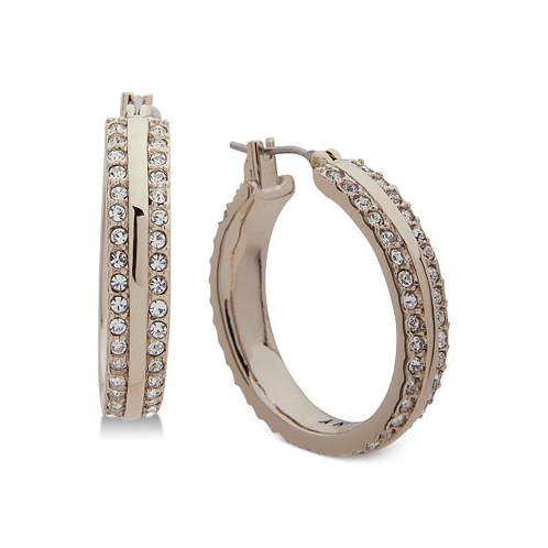 DKNY Small Gold-Tone Pave Small Hoop Earrings 1