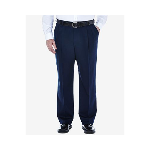 Haggar Mens Big & Tall Premium No Iron Khaki Classic-Fit Pleated Hidden Expandable Waistband Pants
