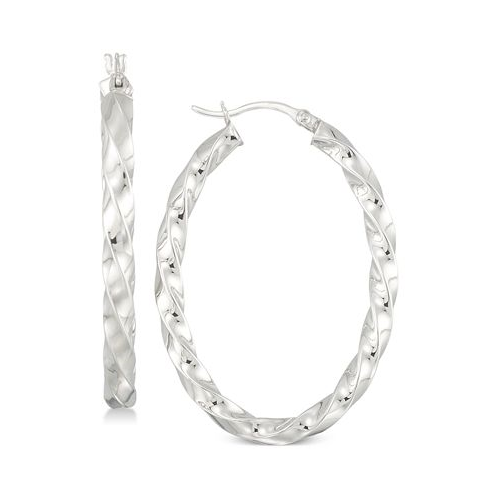 Simone I. Smith Textured Hoop Earrings in Sterling Silver