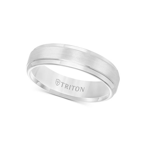 Triton Mens White Tungsten Carbide Ring Comfort Fit Wedding Band (6mm)