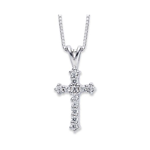 Macys Diamond Cross 18 Pendant Necklace (1/10 ct. t.w.) in 14k Gold