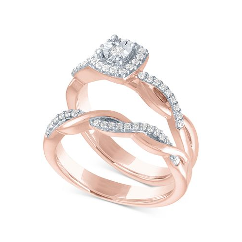 Promised Love Diamond Bridal Set (1/4 ct. t.w.) in 14k Rose Gold Over Sterling Silver