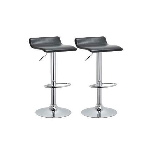 Ac Pacific Contoured Hydraulic Lift Chrome Base Bar Stool with Footrest Set of 2