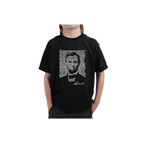 LA Pop Art Big Boys Word Art T-Shirt - Abraham Lincoln - Gettysburg Address