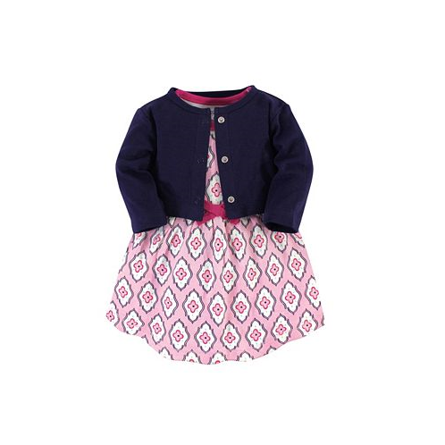 Touched by Nature Baby Girls Organic Cotton Dress and Cardigan 2pc Set Trellis