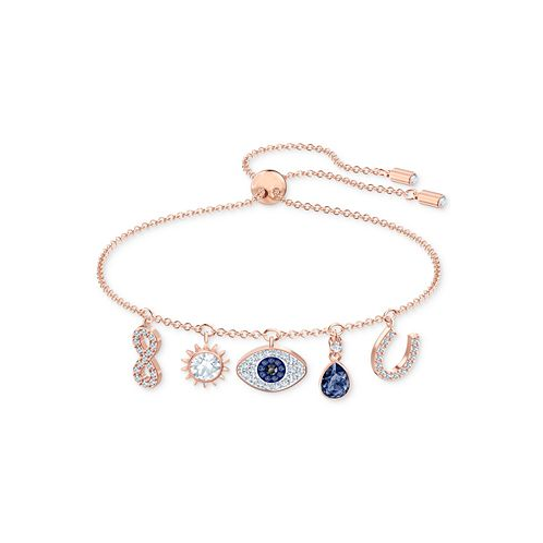 Swarovski Rose Gold-Tone Crystal Protective Charm Bolo Bracelet