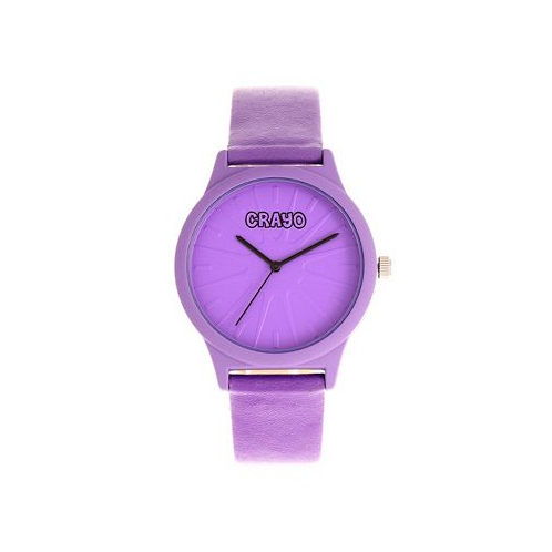 Crayo Unisex Splat Purple Leatherette Strap Watch 38mm