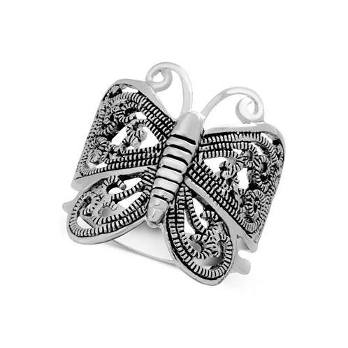 Essentials Filigree Butterfly Ring in Silver-Plate