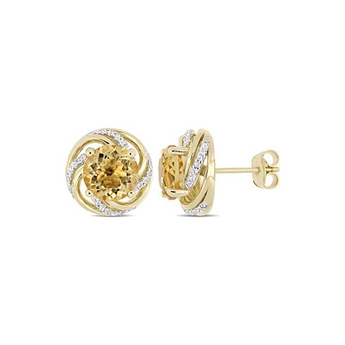 Macys Citrine (3-5/8 ct. t.w.) and White Topaz (1/4 ct. t.w.) Swirl Stud Earrings in 18k Yellow Gold Over Sterling Silver