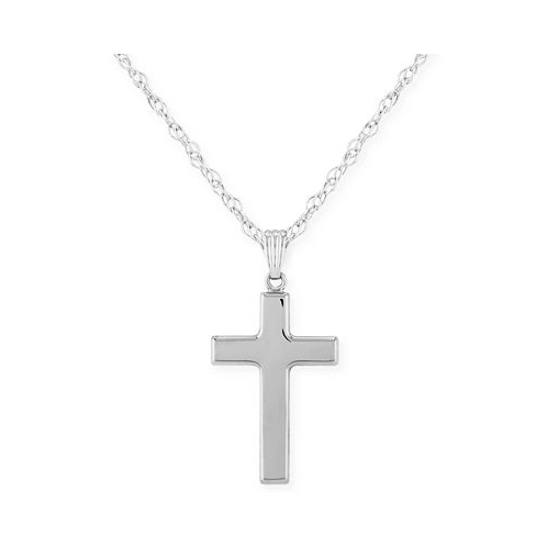 Macys Flat Cross Necklace Set in 14k White Or Yellow Gold