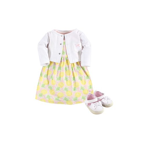 Hudson Baby Baby Girl Dress Cardigan and Shoes Set