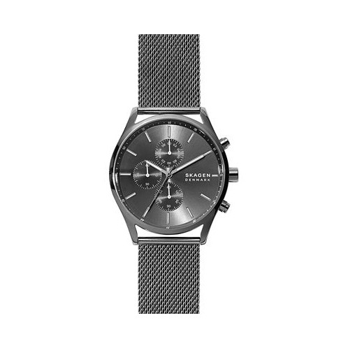 Skagen Mens Chronograph Holst Gunmetal Stainless Steel Mesh Bracelet Watch 42mm