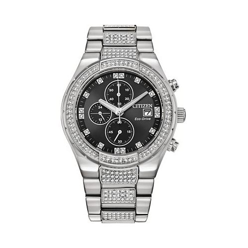 Citizen Mens Chronograph Eco-Drive Crystal Stainless Steel Bracelet Watch 42mm