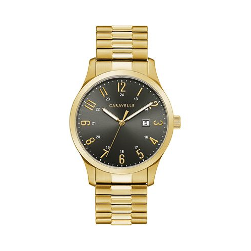 Caravelle Mens Gold-Tone Stainless Steel Expansion Bracelet Watch 40.2mm