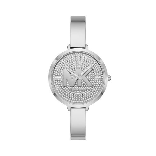Michael Kors Womens Silver-Tone Half Bangle Bracelet Watch 38mm