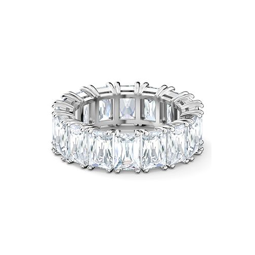 Swarovski Silver-Tone Baguette-Crystal Wide Ring