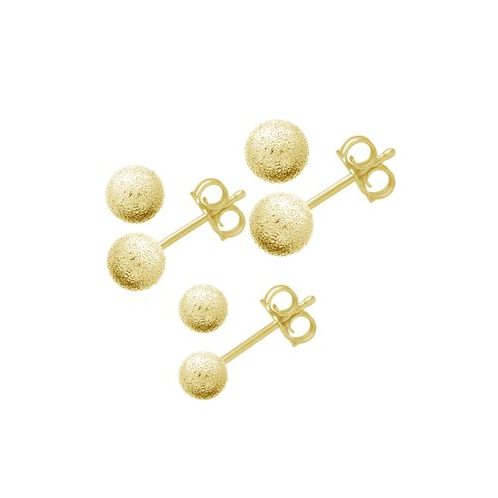 Essentials And Now This 3 Piece Textured Ball Stud Set in Silver Plate