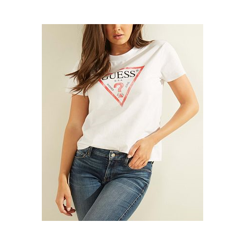 GUESS Womens Classic Fit Organic Cotton Logo T-Shirt