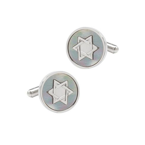 Ox & Bull Trading Co. Mens Star of David Mother of Pearl Stainless Steel Cufflinks