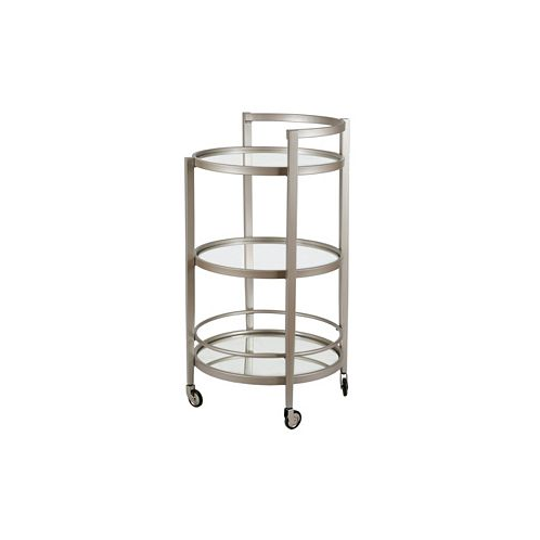 Hudson & Canal Hause Round Bar Cart with Mirrored Shelf