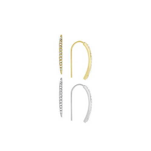 Essentials Crystal Duo Threader Earrings in Silver Plate and Gold Plate