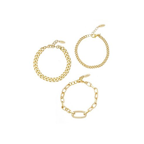 ETTIKA Gold Plated Chain Link Bracelet Set of 3