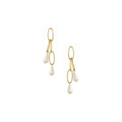 ETTIKA Oval Link Pearl Dangle Earrings