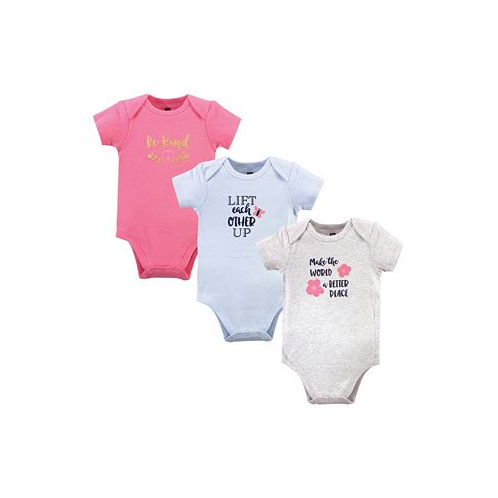 Hudson Baby Infant Girl Cotton Bodysuits Be Kind Girl 3-Pack
