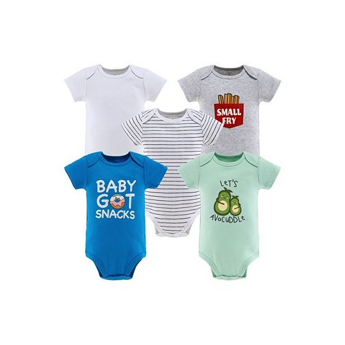 The Peanutshell Baby Boys Baby Baby Short Sleeve Bodysuits 5 Pack Food Themed Sayings