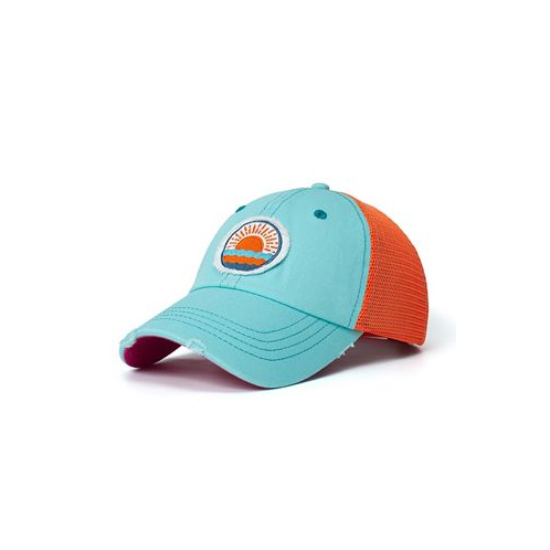 Shady Lady Salty Lady Womens Adjustable Snap Back Mesh Aqua with Sun Patch Trucker Hat