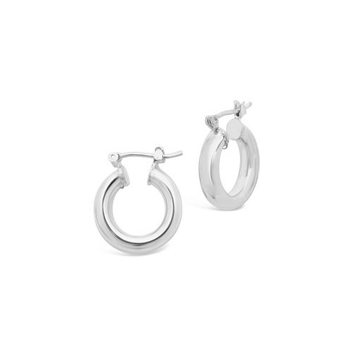 Sterling Forever Womens Chunky Tube Silver Plated Hoop Earrings 75