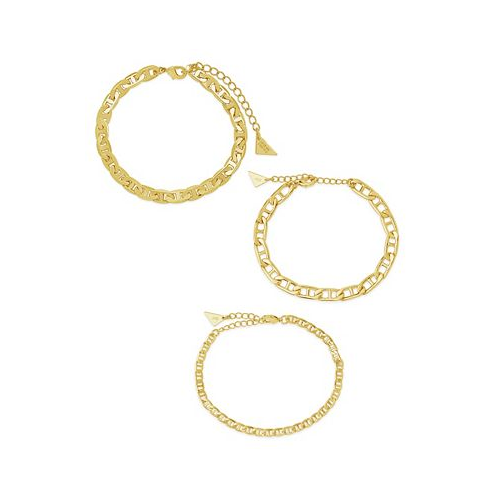 Sterling Forever Womens Anchor Chain Gold Plated Bracelet Set