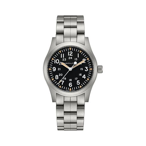 Hamilton Mens Swiss Khaki Field Stainless Steel Bracelet Watch 42mm