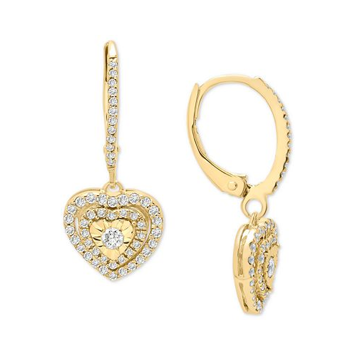 Macys Diamond Heart Drop Earrings (1/2 ct. t.w.) In Sterling Silver Gold-Plated Sterling Silver or Rose Gold-Plated Sterling Silver