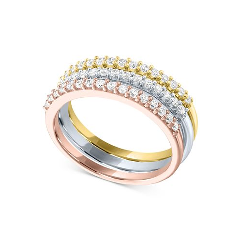 Forever Grown Diamonds 3-Pc. Set Lab-Created Diamond Stacking Rings (1/2 ct. t.w.) in Sterling Silver 14k Gold-Plated Sterling Silver & 14k Rose Gold-Plated Sterling Silver