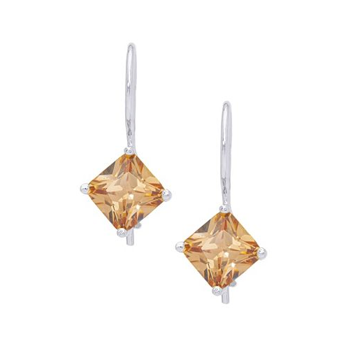 Macys Simulated Gemstone Square Lever Back Silver Plate Earrings