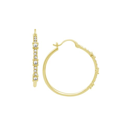 Essentials Clear Crystal Frontal Stationed Hoop Gold Plate and Silver Plate