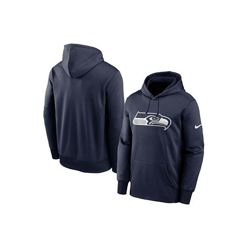 Nike Mens Big and Tall College Navy Seattle Seahawks Fan Gear Primary Logo Therma Performance Pullover Hoodie