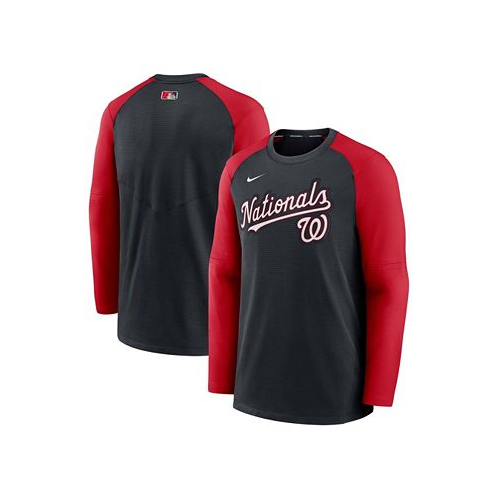 Nike Mens Navy Red Washington Nationals Authentic Collection Pregame Performance Raglan Pullover Sweatshirt