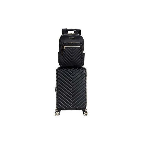 Kenneth Cole Reaction Madison Square Hardside Chevron Expandable 2pc 20 Carry On Luggage + Matching 15 Laptop Backpack Set