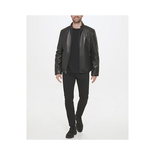 Cole Haan Mens Faux-Leather Motto Jacket