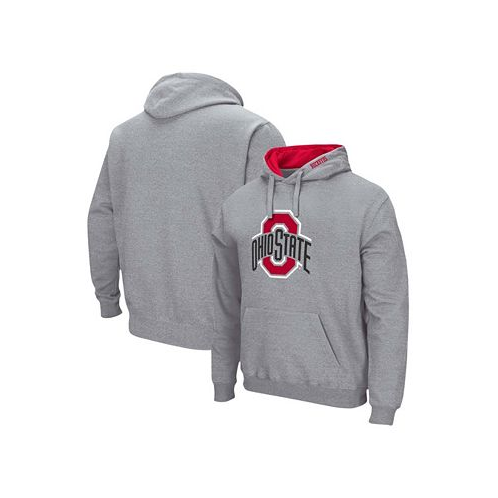 Colosseum Mens Heathered Gray Ohio State Buckeyes Arch Logo 3.0 Pullover Hoodie